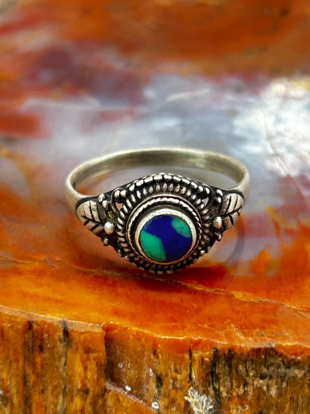 Vintage Sterling Silver Azurite Ring - Size 6